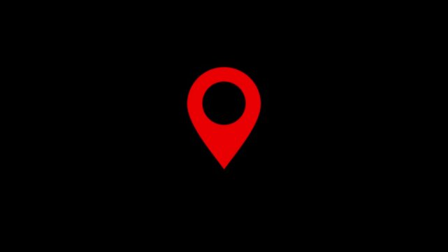 Red Map Pin Icon on Black Background location marker