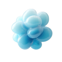 A cluster of soft, cloud-like blue foam balls arranged in an organic formation. isolated on transparent background