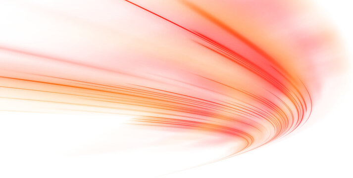 Electric orange lines trace a high-speed roadway. Light streaks guide the eye toward a glowing vanishing point. The composition feels dynamic and immersive. PNG