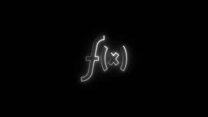 Glowing mathematical function symbol on black background
