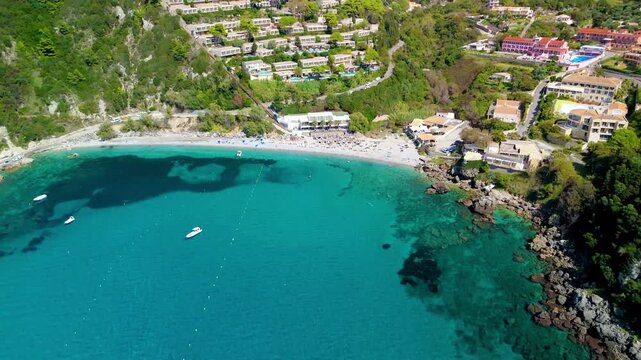 Aerial View of Ermones Beach on the West Coast of Corfu Island, Greece