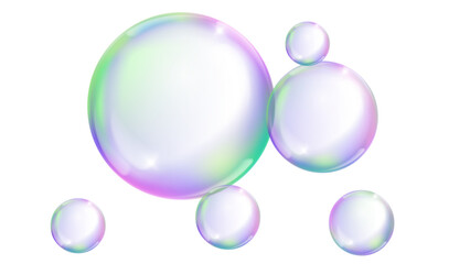 Rainbow Soap Bubbles Iridescent Transparent Colorful Floating Spheres Light Reflection Holographic Effect Clean Beauty Hygiene Concept for Product Photography Marketing Commercial Graphics