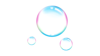 Transparent Soap Bubbles Rainbow Reflections White Background