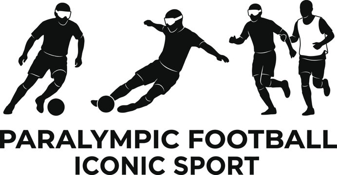 Blind football players competing in a vector sport illustration