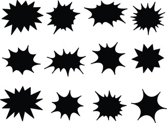 Dynamic explosion and energy burst shapes vector set Illustration © Hanan