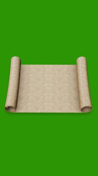 Animation of open old paper scroll 3D. Full HD. 4K