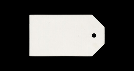 White blank hang tag with hole on black background