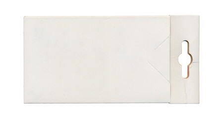 White carton sleeve back view with hang slot on white background