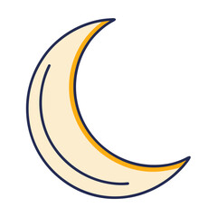 A simple yellow crescent moon icon on a white background © Koli
