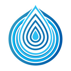 A blue and white logo of a water drop with concentric circles