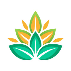 A green and yellow lotus flower on a white background