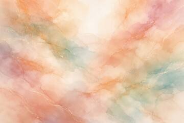 Fototapeta premium Abstract watercolor painting with soft pastel colors, creating a dreamy and calming effect, with hints of gold shimmering throughout the delicate washes of color.