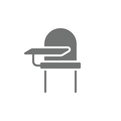 Fototapeta premium Simple gray icon depicting a student desk with attached chair