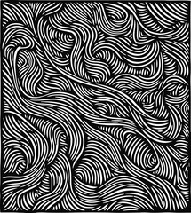 Fototapeta premium Abstract black and white swirling lines pattern with organic curves and dynamic flow design