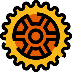 Obraz premium Cogwheel gear mechanism icon showing interconnected components and movement, representing teamwork, development, and system solutions in industrial and mechanical operations