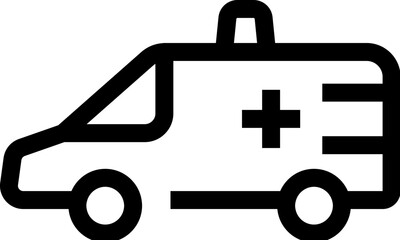 Obraz premium Ambulance outline icon representing emergency medical transport, first aid and urgent care for hospitals, clinics and rescue services, simple line art for web and app use