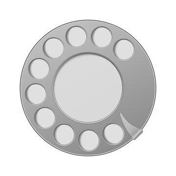 Rotary phone dial without numbers template. Realistic vector vintage phone dial disk mockup