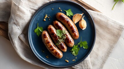 Authentic Grilled Sausages Served with Herbs / ハーブを添えた本格グリルソーセージ