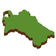 3D Green Map of the Turkmenistan with transparent image for travel book, poster, business,	