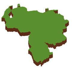 3D Green Map of the Venezuela with transparent image for travel book, poster, business,	