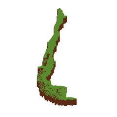 3D Green Map of the Chile with transparent image for travel book, poster, business,	