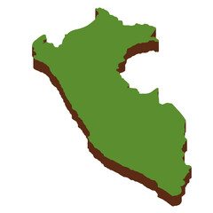 3D Green Map of the Peru with transparent image for travel book, poster, business,	