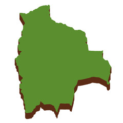 3D Green Map of the Bolivia with transparent image for travel book, poster, business,	