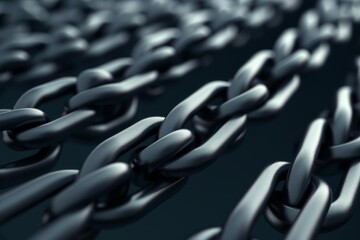 Obraz premium Interlocking metal chain links forming a continuous pattern on a dark background