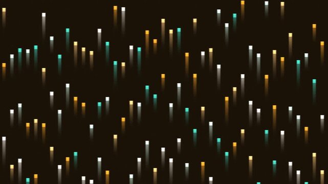 A dynamic abstract background featuring numerous glowing vertical lines in white, teal, and gold on a dark backdrop, suggesting data flow or digital streams.