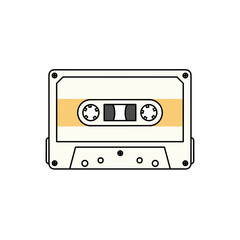 Obraz premium Vintage cassette tape in minimalist design with yellow accents 