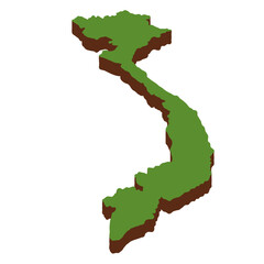 3D Green Map of the Vietnam with transparent image for travel book, poster, business,	