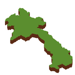 3D Green Map of the LAOS with transparent image for travel book, poster, business,	
