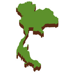 3D Green Map of the thiland with transparent image for travel book, poster, business,	