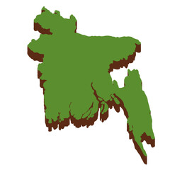 3D Green Map of the Bangladesh with transparent image for travel book, poster, business,	