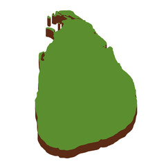 3D Green Map of the srilanka with transparent image for travel book, poster, business,	