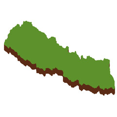 3D Green Map of the Nepal with transparent image for travel book, poster, business,	