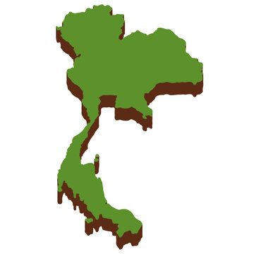 3D Green Map of the thiland with transparent image for travel book, poster, business,	