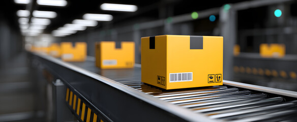 Automated system smoothly transporting sealed parcels along the efficient packing conveyor.
