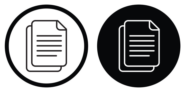 Minimalist vector icons of stacked paper documents, symbolizing file management, data storage, and documentation. Perfect for office, administration, and digital filing concepts.