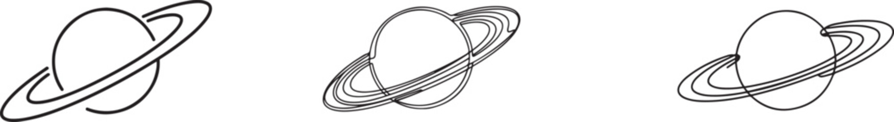 Continuous one line drawing Saturn Planet. Vector illustration, Continuous one line drawing planet Saturn.one line icon illustration with white background © Hasho 