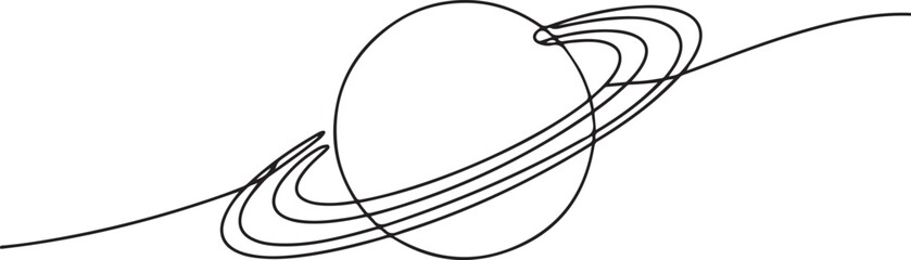 Continuous one line drawing Saturn Planet. Vector illustration, Continuous one line drawing planet Saturn.one line icon illustration with white background © Hasho 