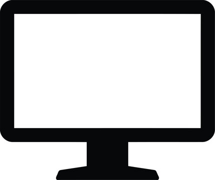Minimalist black and white computer monitor icon isolated 