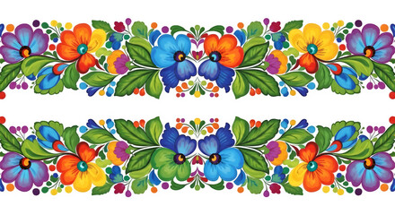 Vibrant floral pattern isolated on transparent background