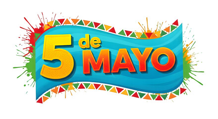 Vibrant 5 de mayo celebration graphic isolated on transparent background