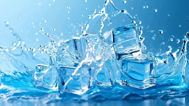 CrystalIceCubesonBlueBackground