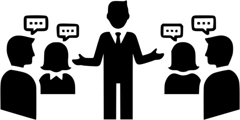 Corporate Meeting Discussion Communication Speech Bubble Silhouette Vector Icon