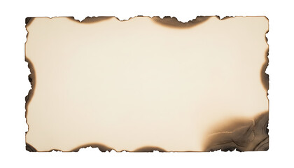 Obraz premium Horizontal Burnt Edge Vintage Parchment Paper Transparent PNG Antique Scorched Document Background Grungy Retro Paper Texture.