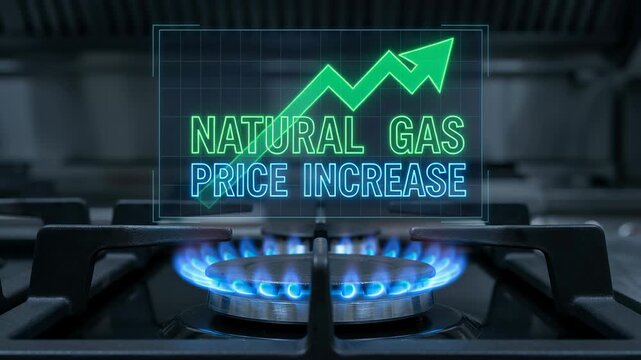 Natural gas price increase impacts crude oil consumption energy demand market economy production industry digital technology trends future growth, blue flame