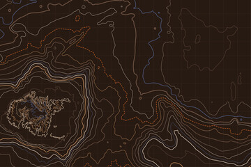 Dark Topographic Contour Lines Abstract Terrain Background