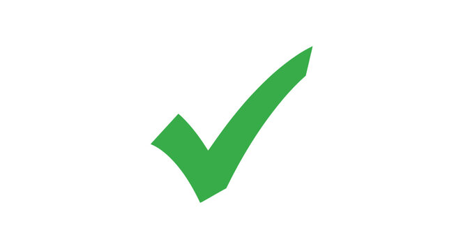 Vivid bright green checkmark symbol indicating approval confirmation or successful completion against a clean white background
